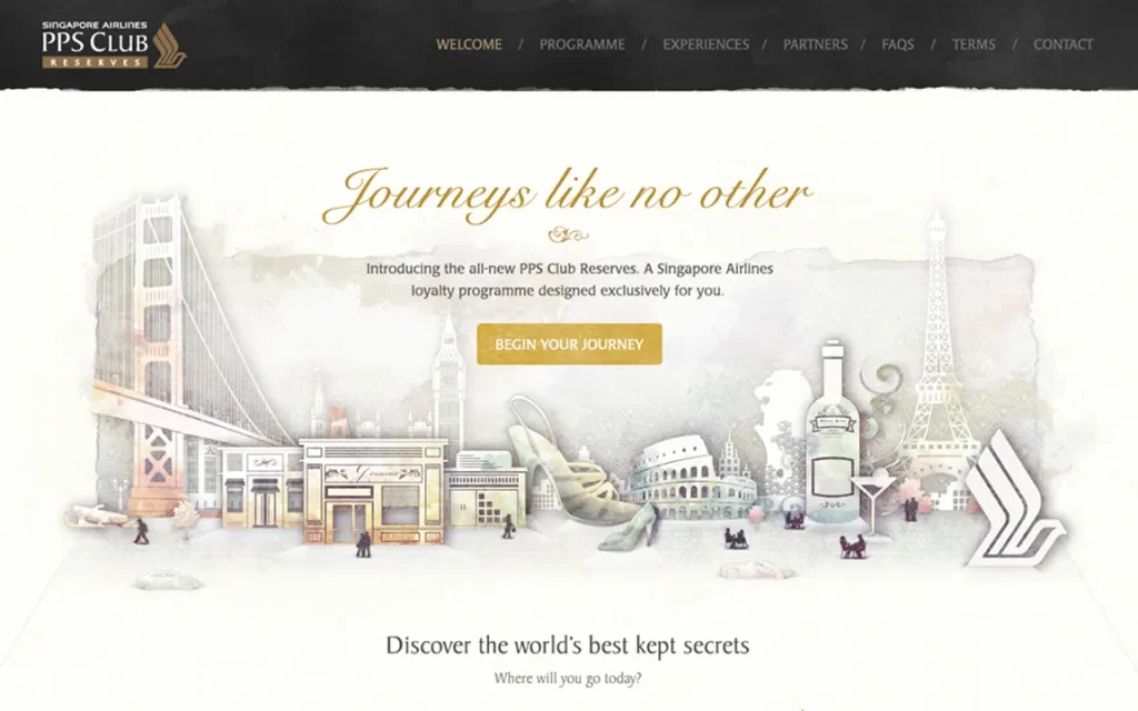 Singapore Airlines PPS Club Reserves website